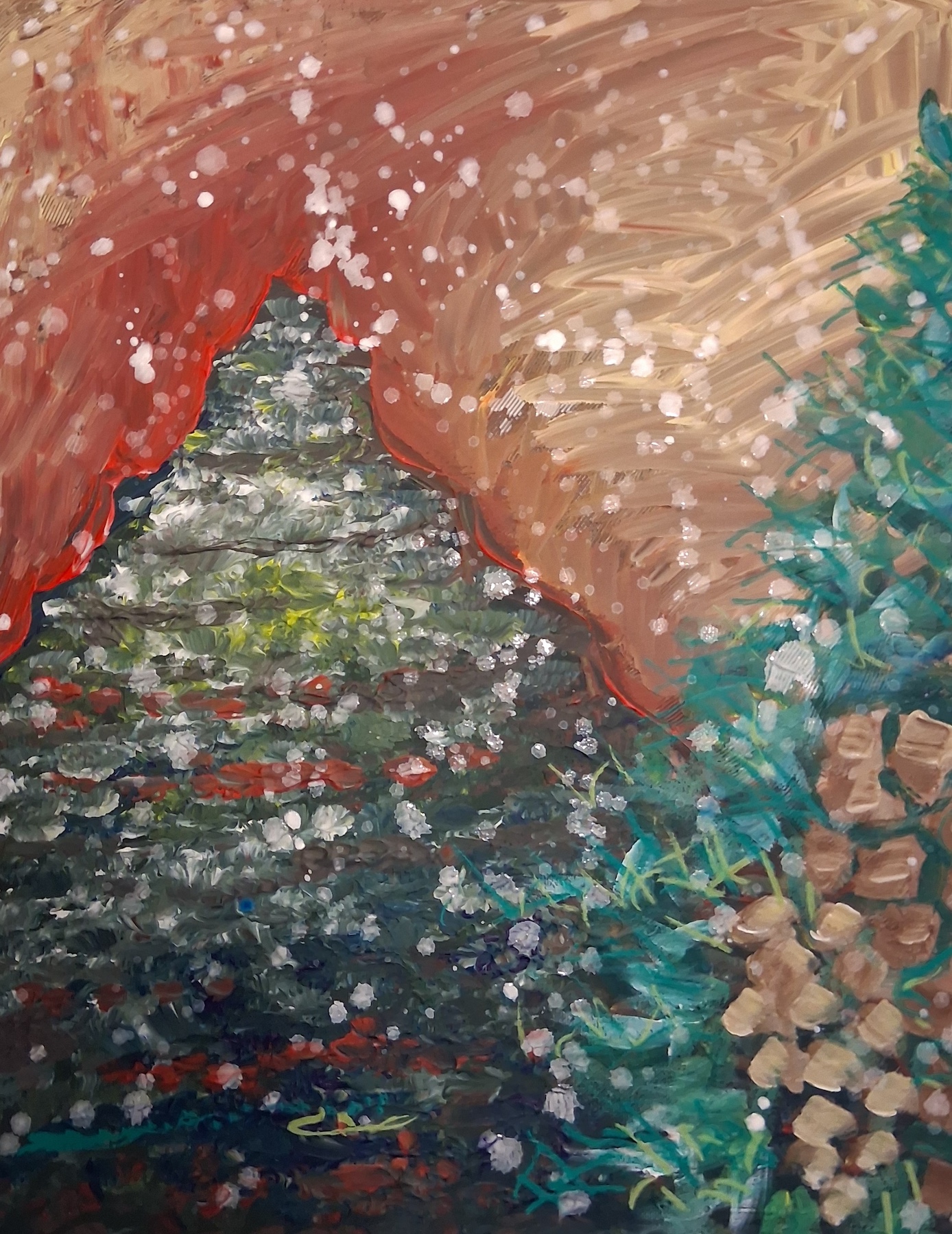 Impressionistic Winter Pine Tree Winter26 Sample (vertical)