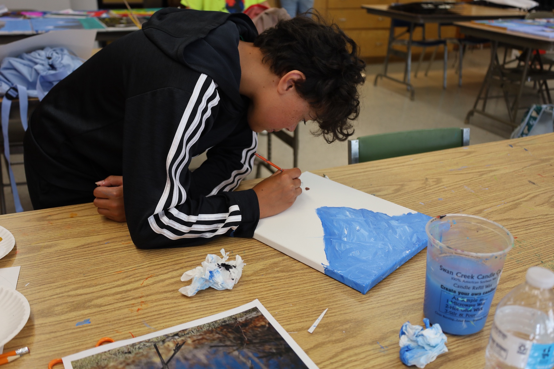 Boy Painting On Canvas Blue Summer 2025 Boy Painting On Canvas Blue Summer 2025