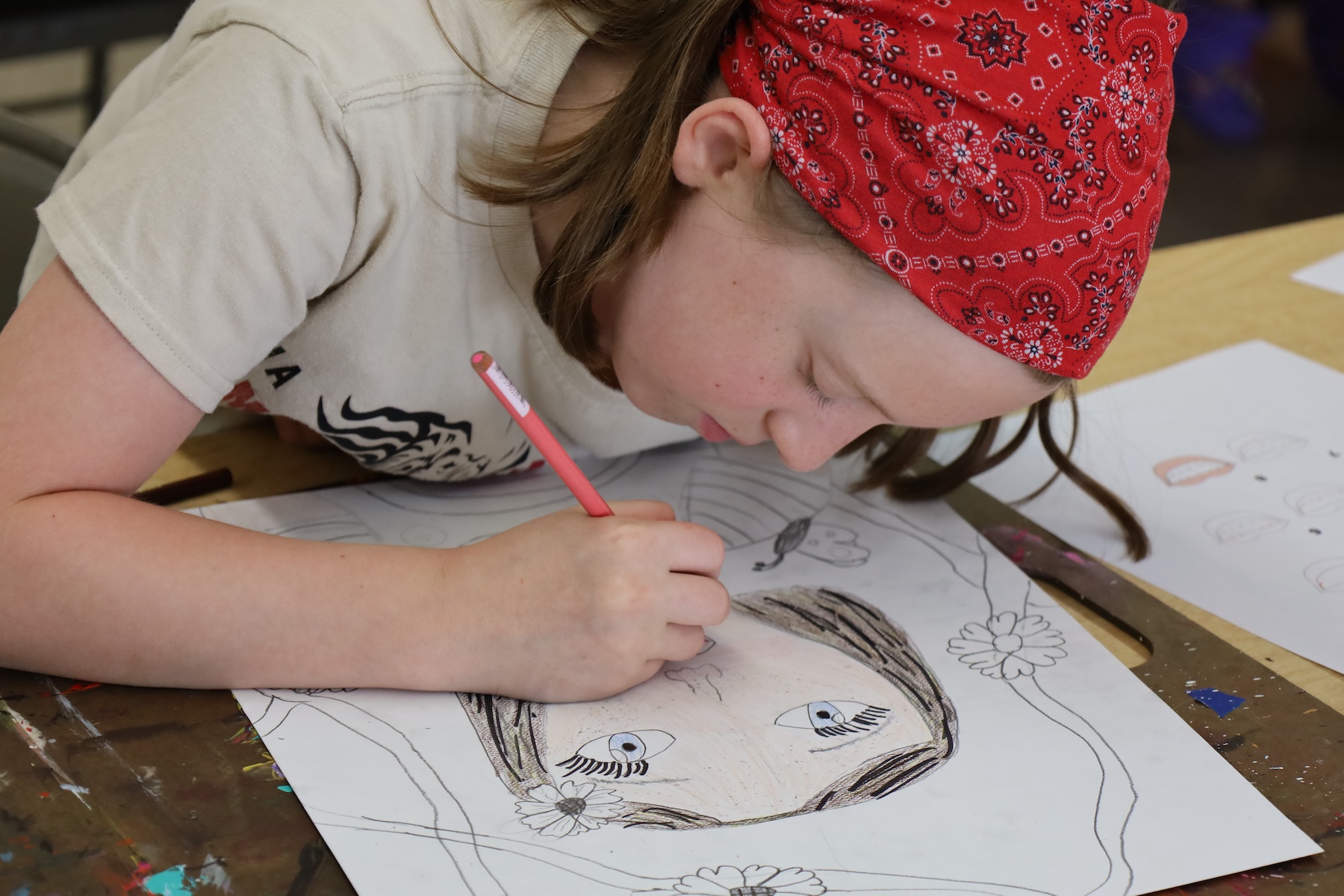 Girl Drawing Face Summer 2025