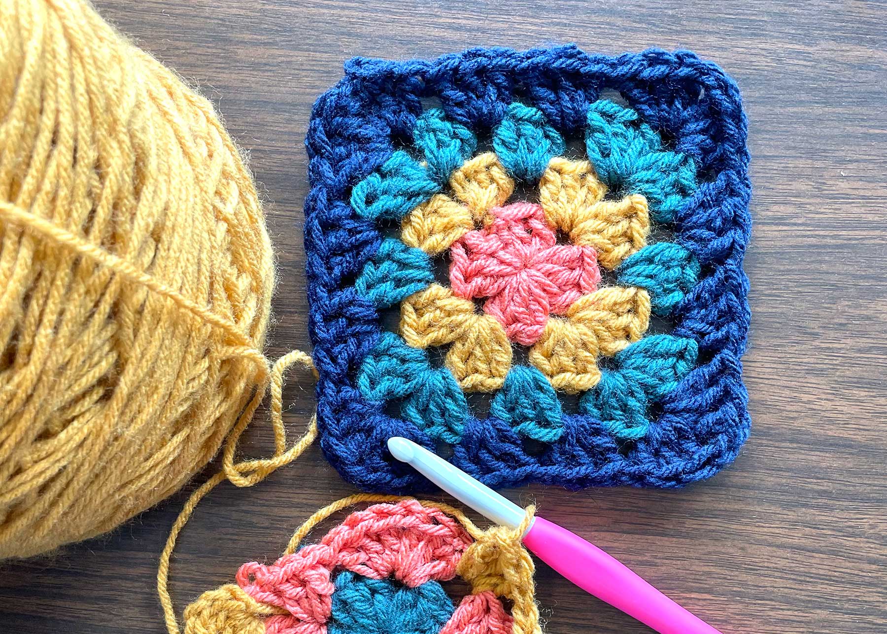 Unraveled Crochet Granny Square Fiber Crop
