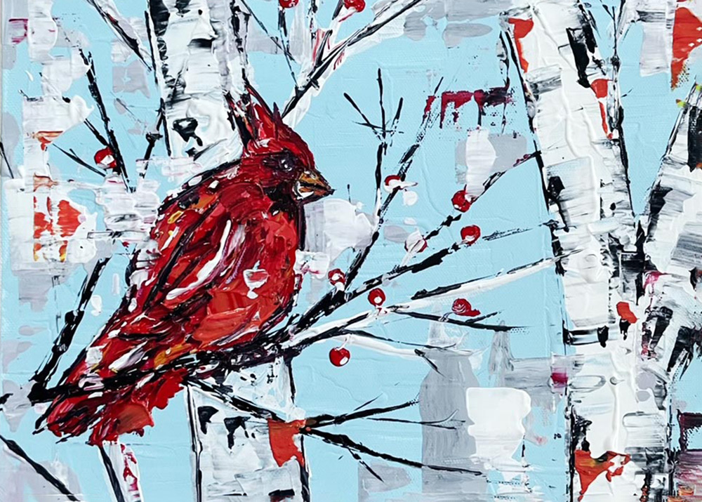 Veronica Averkamp Winter Bird Painting Crop