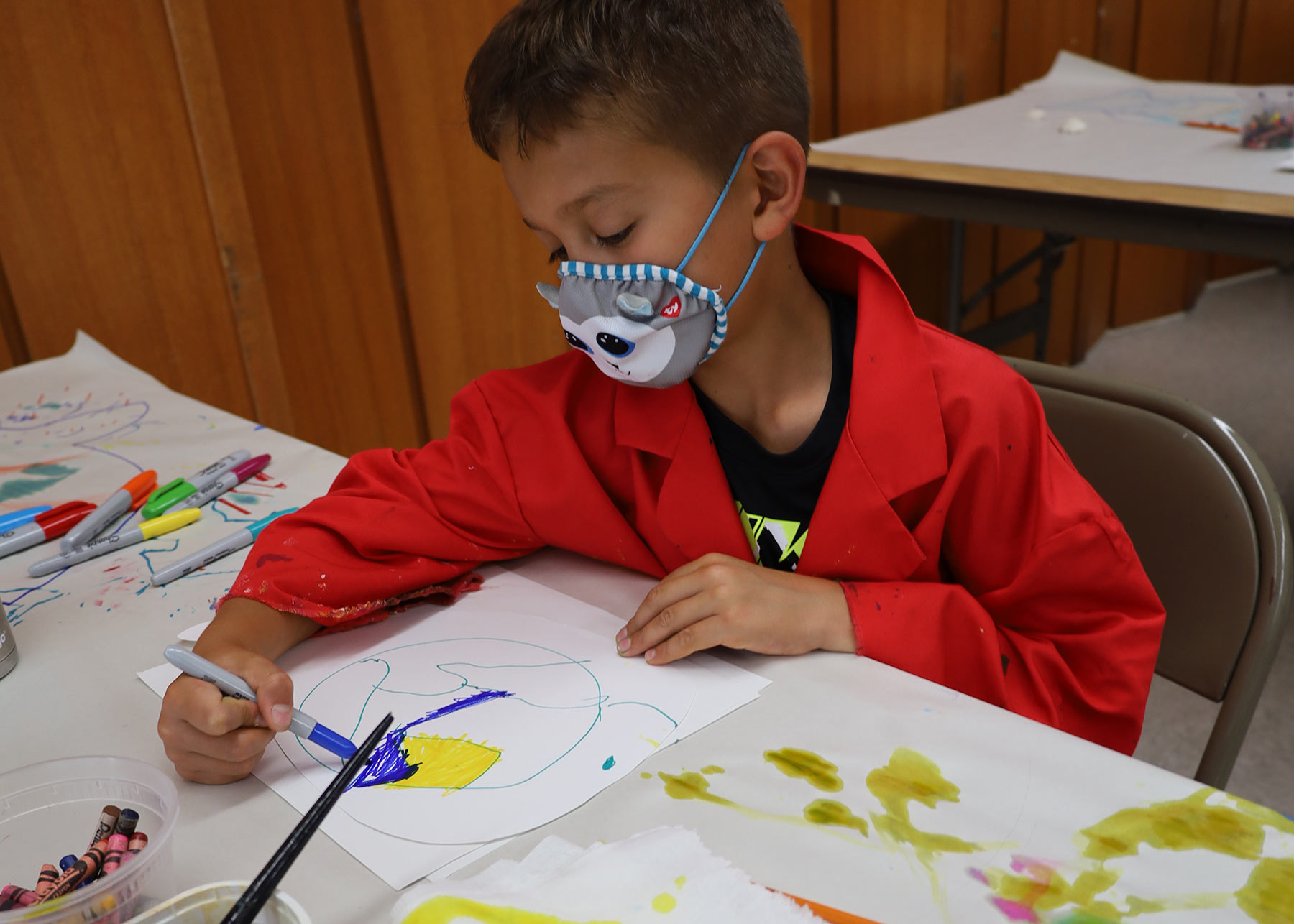 Boy With Markers Watercolor