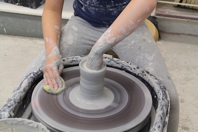 Potters wheel kids hands