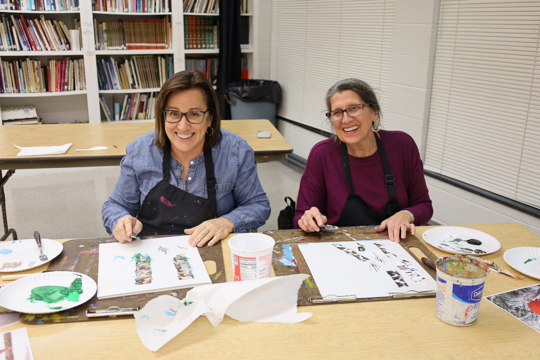 Women Painting Winter Birds