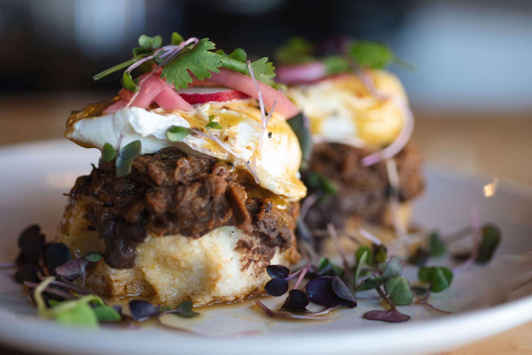 Plate with two eggs benedicts