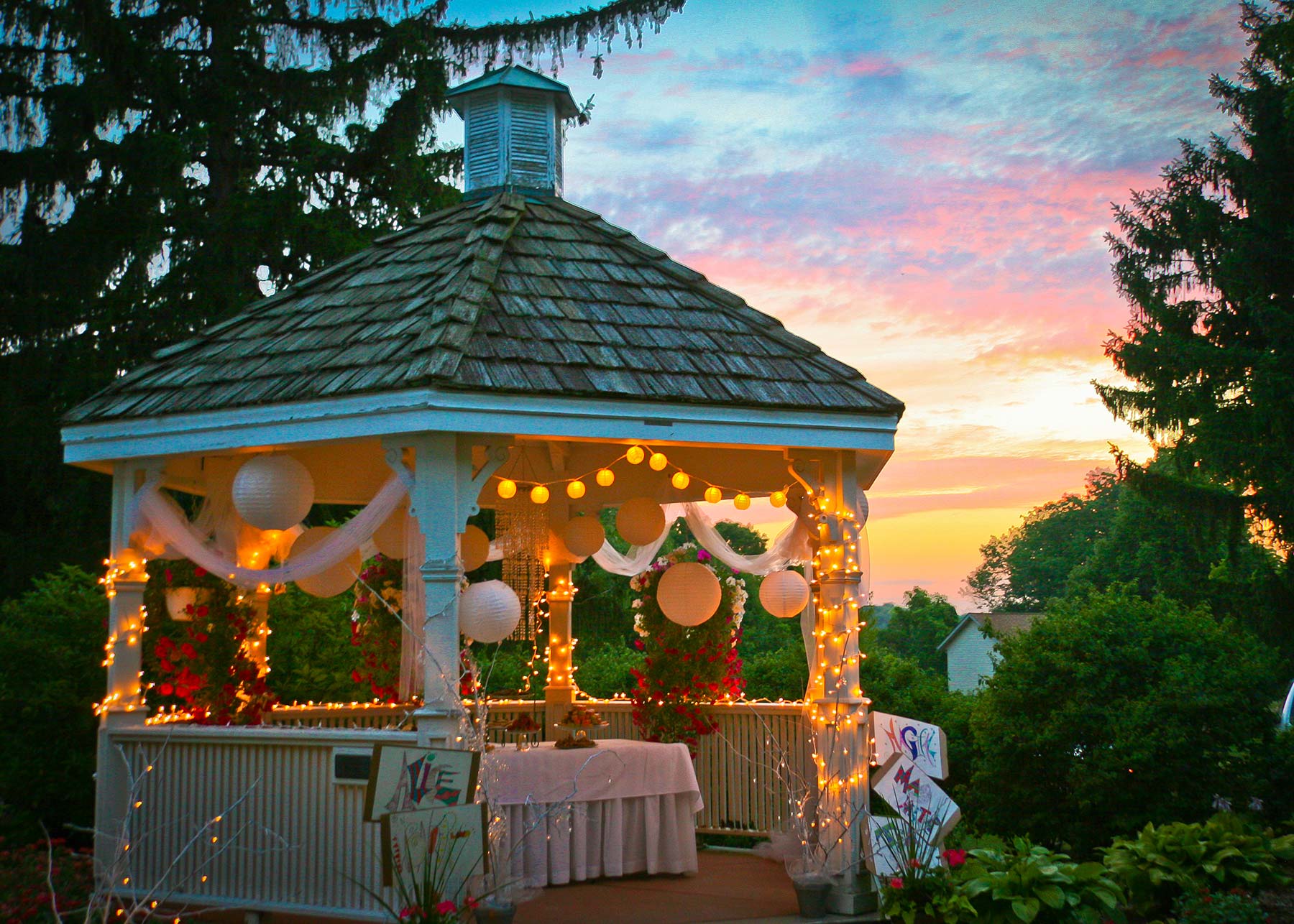 Wustum Gazebo with Sunset